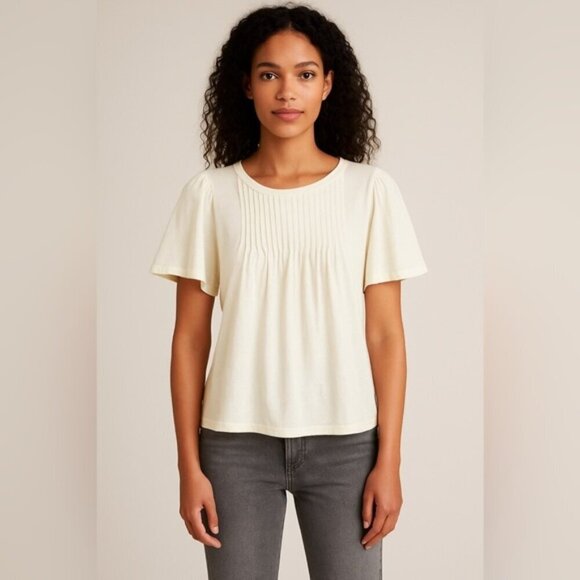Joie Tops - Joie Pleated Flutter Sleeve Top White Size S